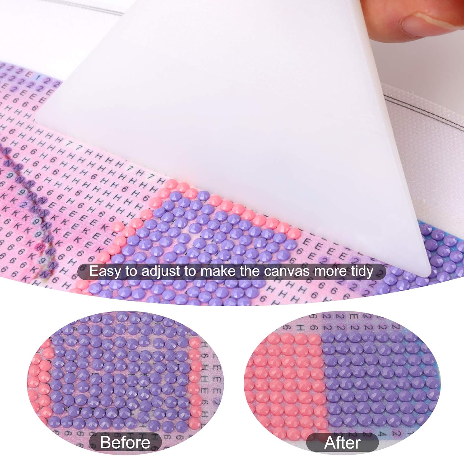 Mwoot 5D Diamond Pasted Painting Ruler and Adjustment Fix Tool, DIY Stainless Steel Diamond Art Painting Mesh Ruler with 360 Blank Grids for Round Drills (141mm Ruler)