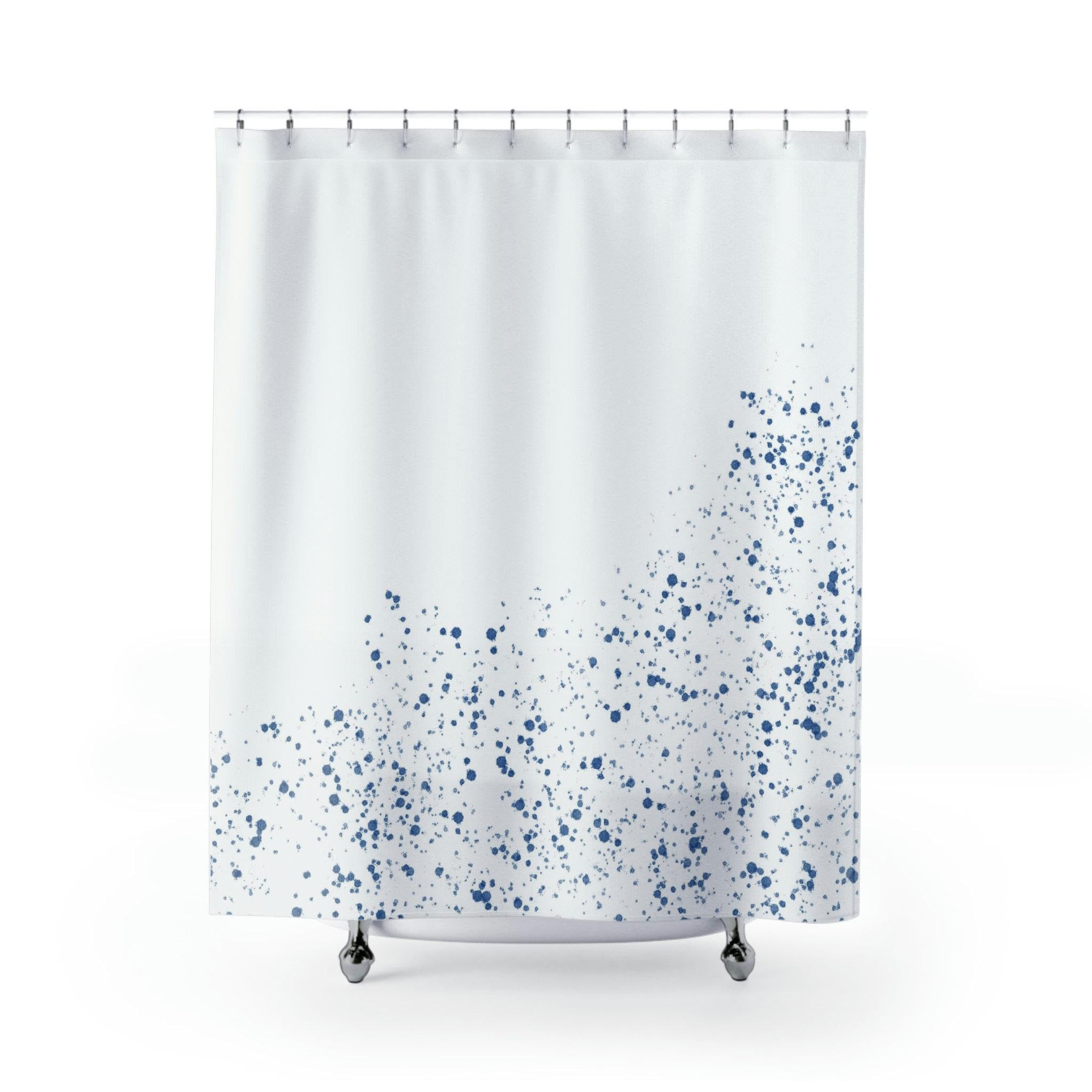 Rideau de douche bleu anti-éclaboussures en polyester lavable