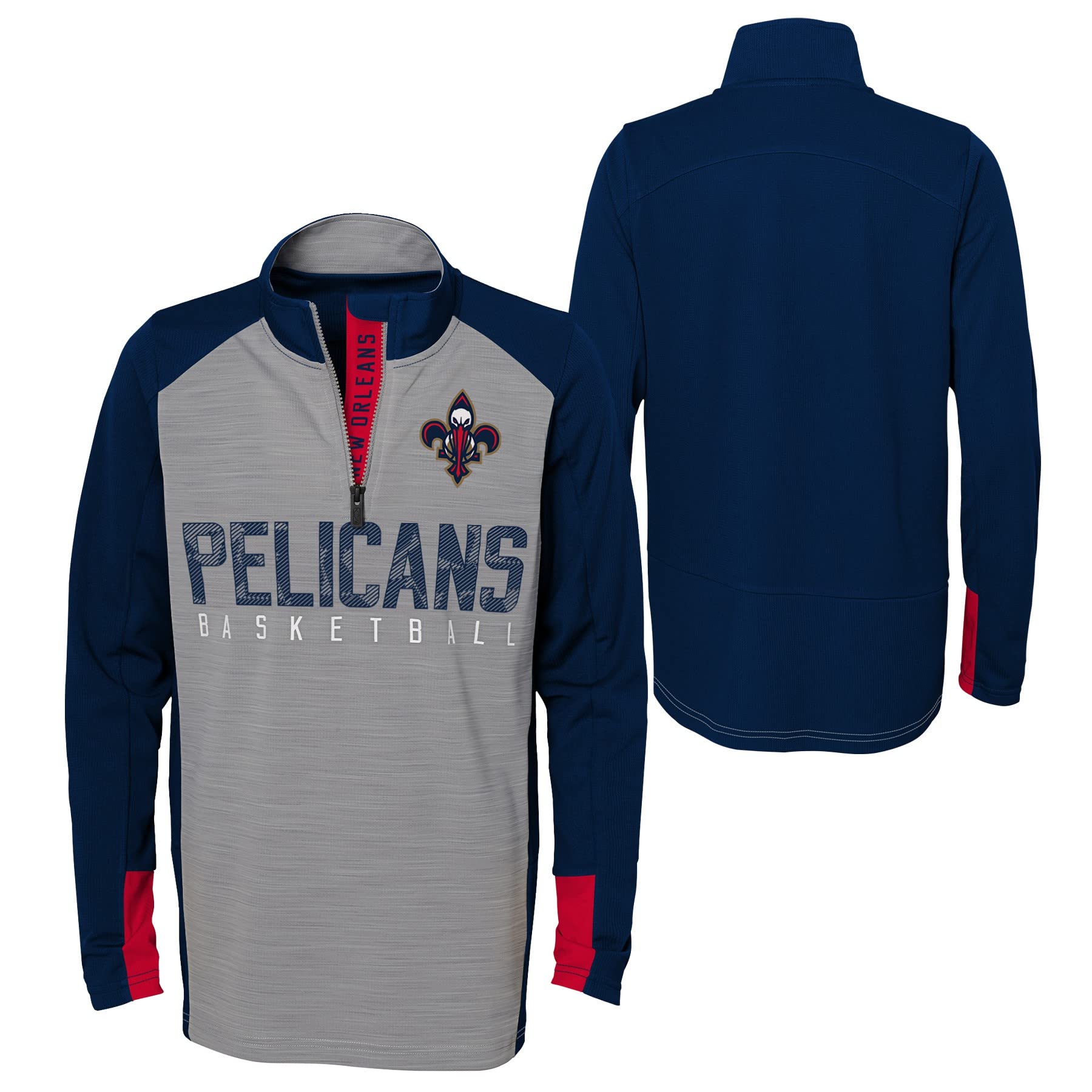 Outerstuff NBA Youth Boys (8-20) Shooter Long Sleeve 1/4 Zip Sweater, New Orleans Pelicans, Large (14-16)