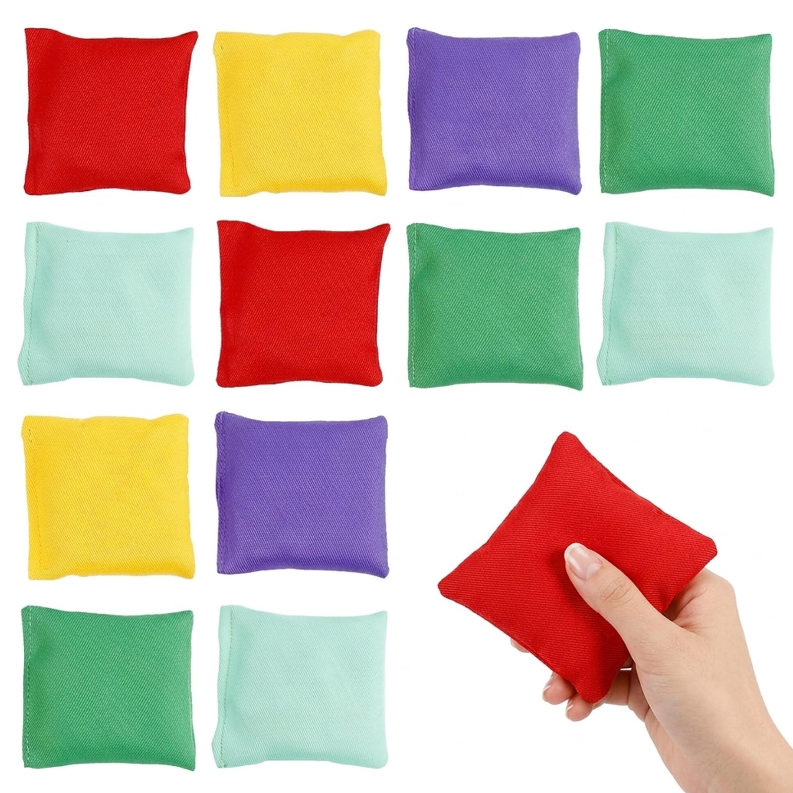 Bean Bags, 12Pcs 5x5cm Throwing Game for Adults, The Color of The Sandbag Is RandomSoft Fabric Bean Bags for Indoor and Outdoor Activities, Family Party Games