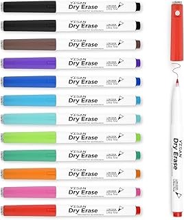 YISAN Magnetic Whiteboard Pens with Eraser,Dry Wipe Markers Ultra Fine Tip, 0.7mm Extra Fine Whiteboard Markers,12 Colors Low Odor,70559…