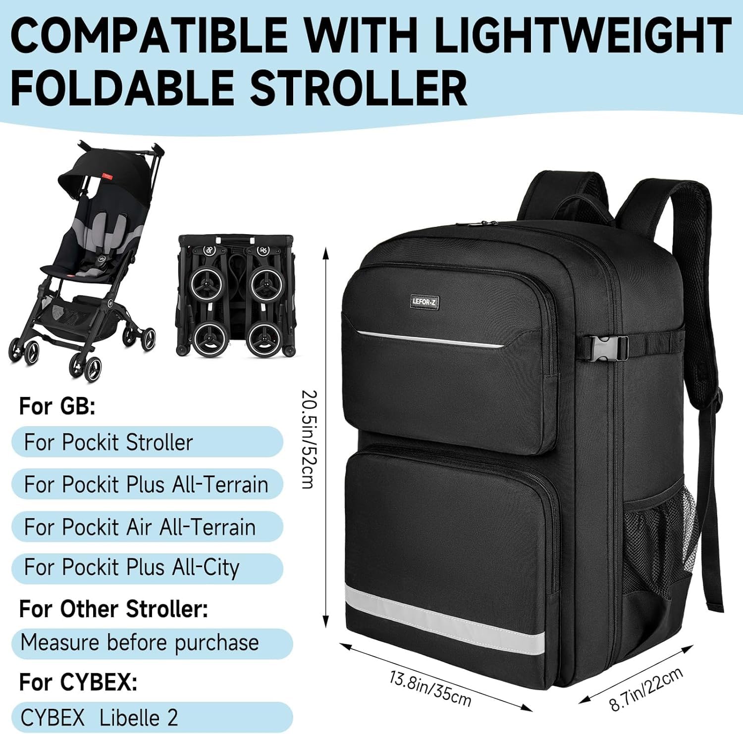 Reisetasche für Kinderwagen kompatibel mit GB Pockit, GB Pockit+ All-City, GB Pockit Air All-Terrain, Cybex Libelle 2