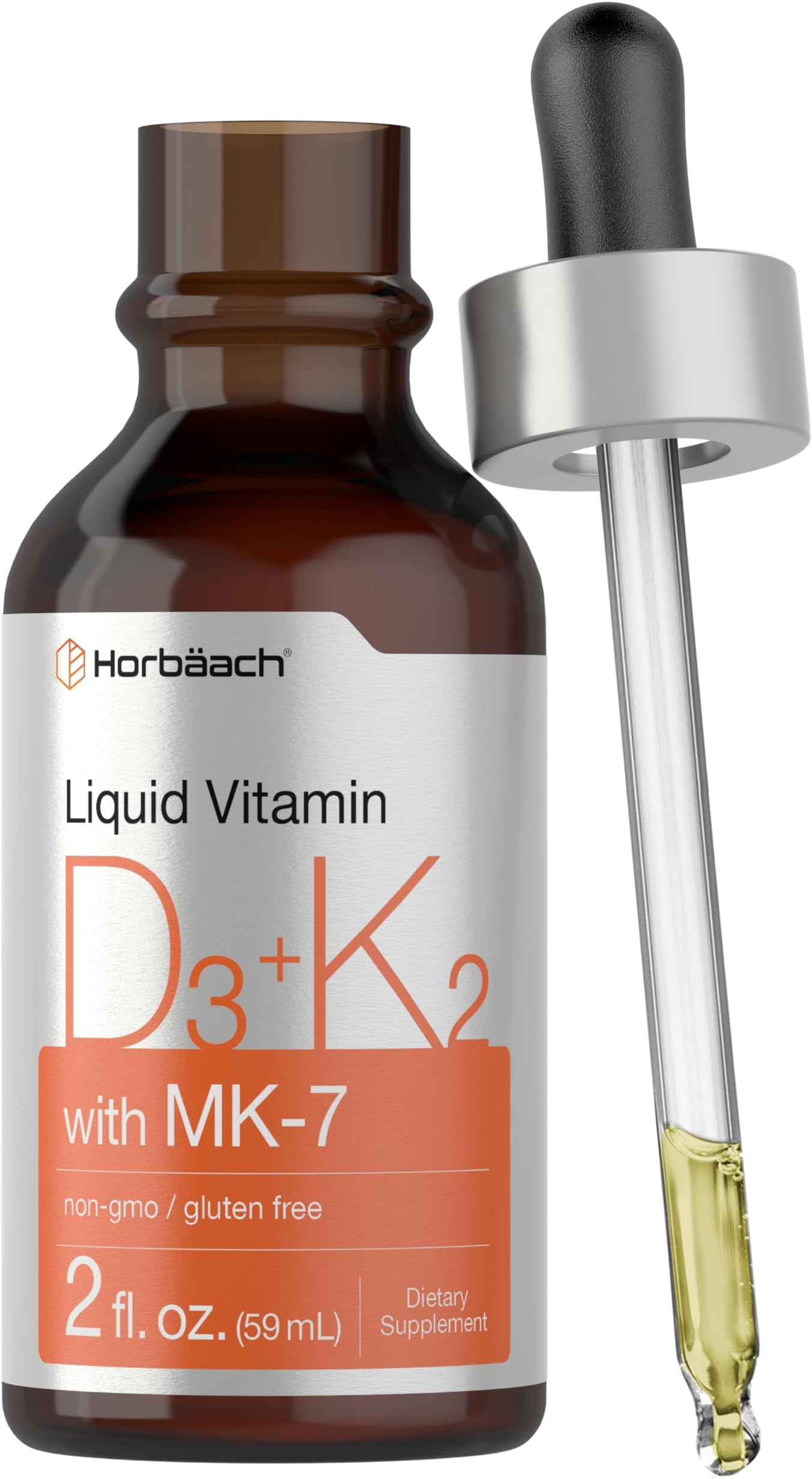 Amazon.com: Horbäach Vitamin D3 K2 Liquid Drops | with MK7 | 2 Fl Oz ...