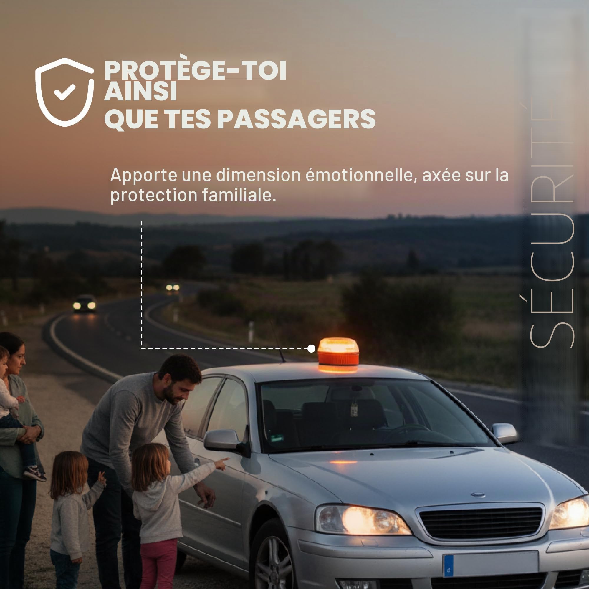Baliza V16 (Pack de 2) | Lumière d'urgence pour signaler les accidents de voiture | Remplace le triangle | Housse noire incluse | Sans GPS | Aimants magnétiques | Fonctionne avec 3 piles AAA | Haute