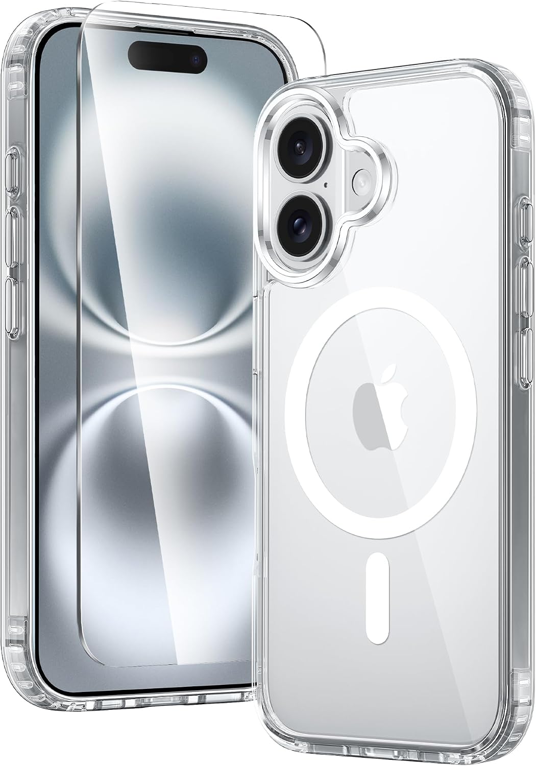 FNTCASE per iPhone 15: Custodia trasparente magnetica con HaloLock, protezione da cadute e graffi, antiingiallimento, 6.1 pollici