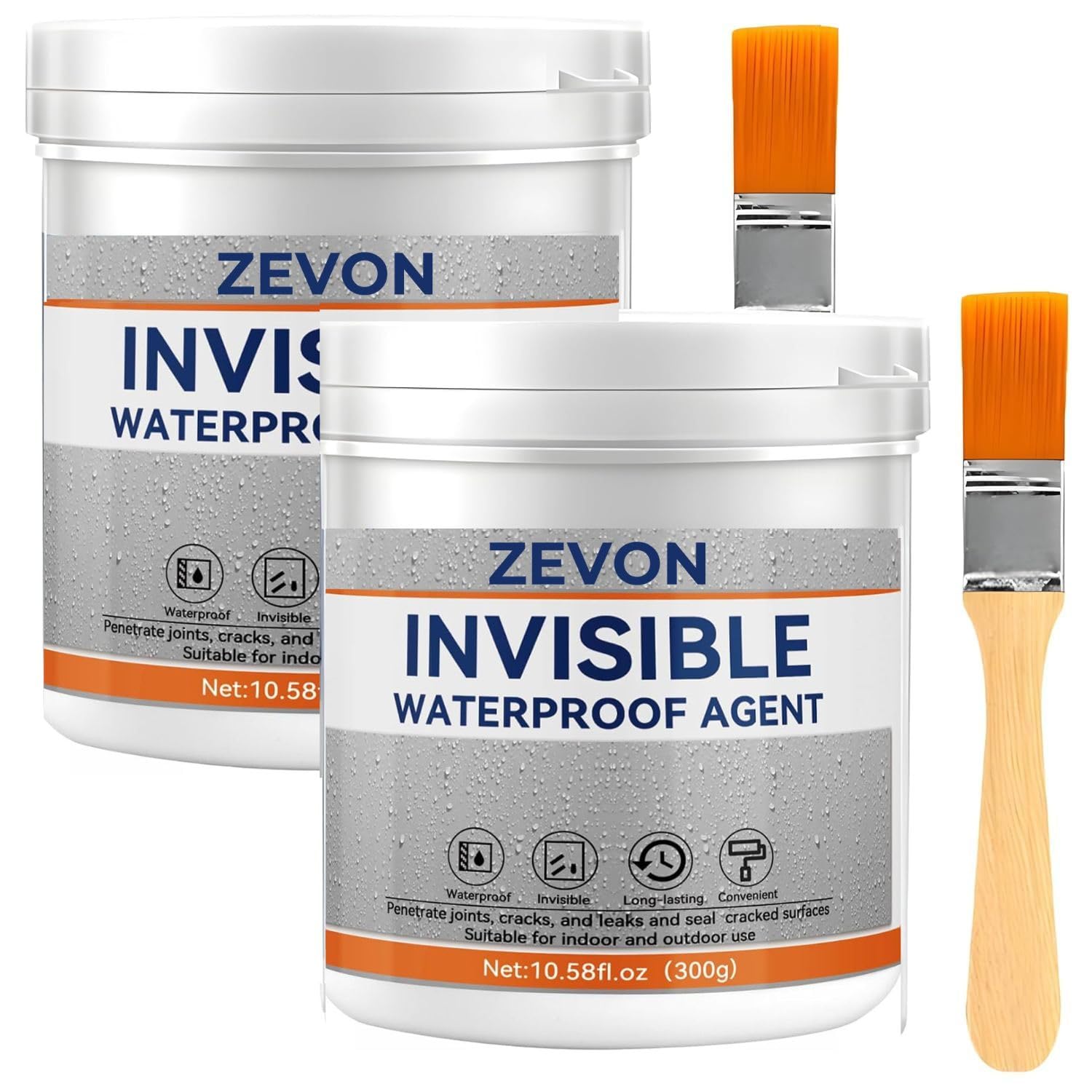 600G Waterproof Glue for Roof Leakage - Roof Water Leakage Solution, Crack Seal Agent - Strong, Transparent Waterproof Sealant and Adhesive for Pipe Wall Tiles With Brush, (PACK OF 2 * 300G)