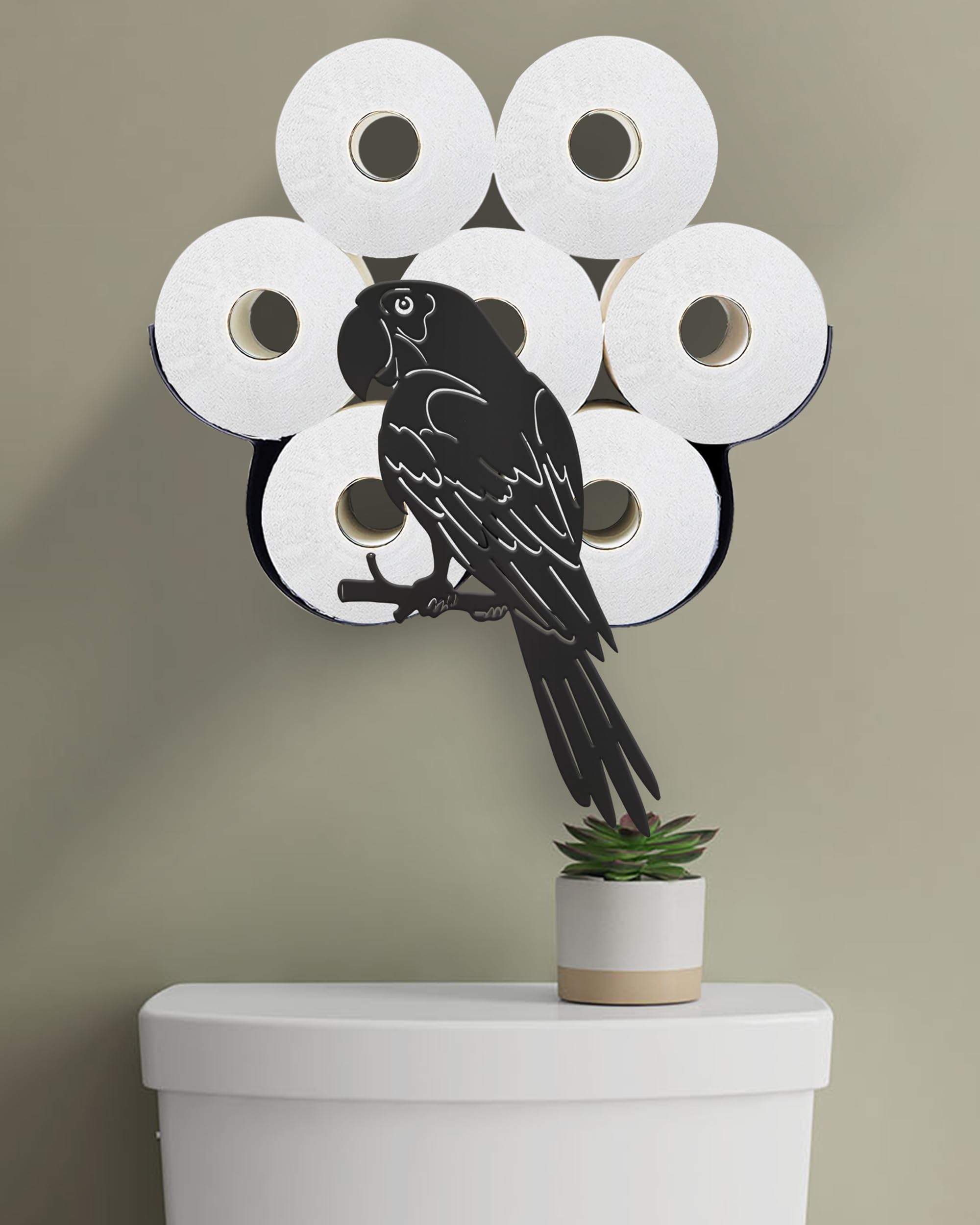 Wigag Parrot Family Toilet Paper Holder for 8 Extra Rolls, Ocean Decorative Wall Mounted Storage, Farmhouse Bathroom Animal Decor Accessories Storage Cabinet
