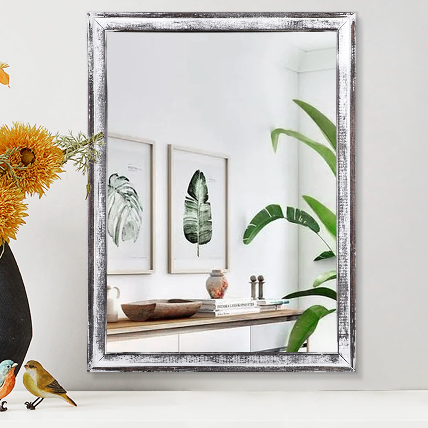Amazon.com: AAZZKANG Mirrors for Wall Rectangluar Rustic Wood Mirror 20 ...