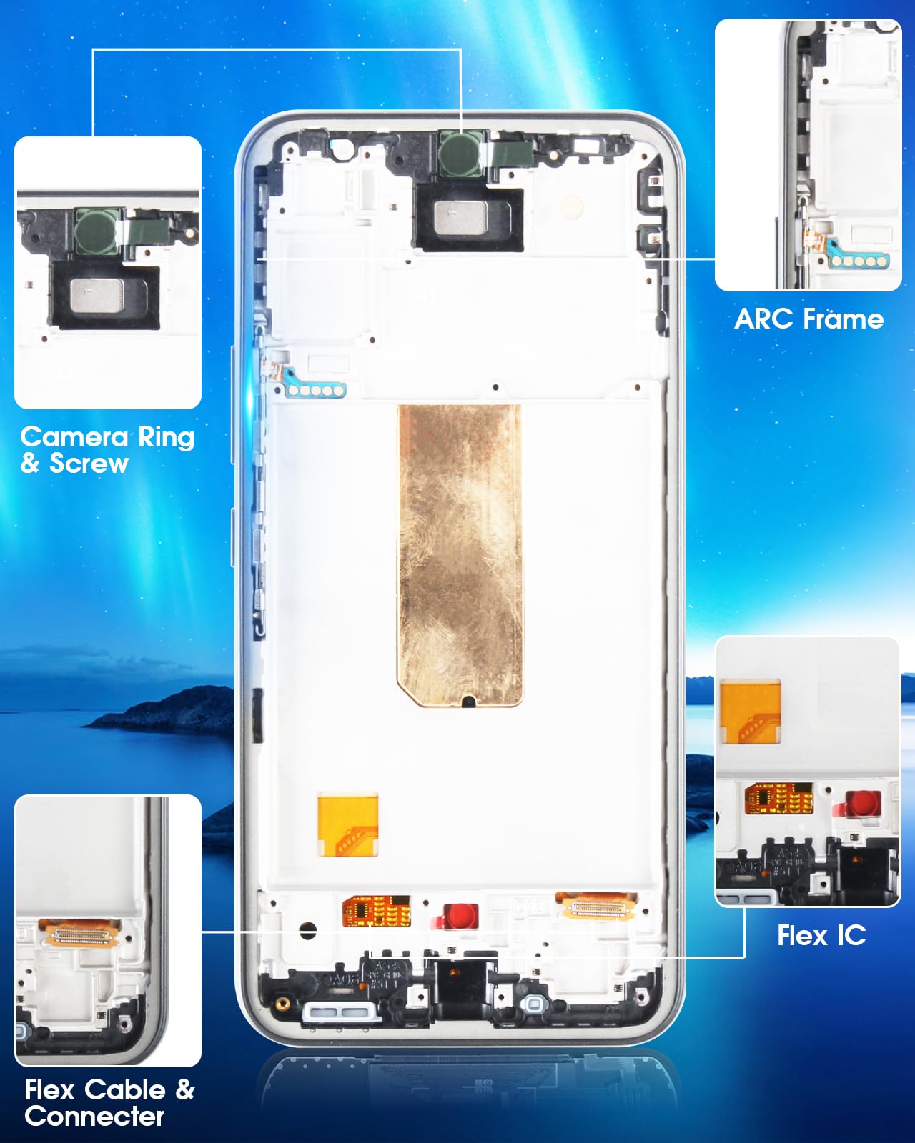 Display LCD für Samsung A54 5G Bildschirm Ersatz für Galaxy A54 5G SM-A546E SM-A546B LCD Screen Digitizer Touchscreen Assembly mit Reparatur, (Schwarz mit Rahmen, Unterstützt keinen Fingerabdruck)