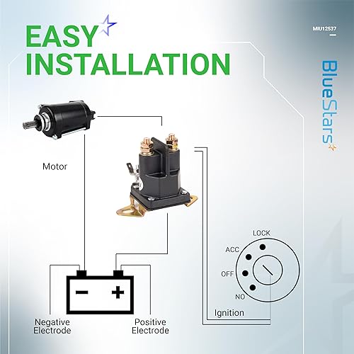 Miniatura 8 de BlueStars MIU12537 Solenoide de arranque - Compatible con John Deere S240 X300 X304 X305R X310 X320 X324 X350 X354 X360 X370 X380 X384 X390 X394