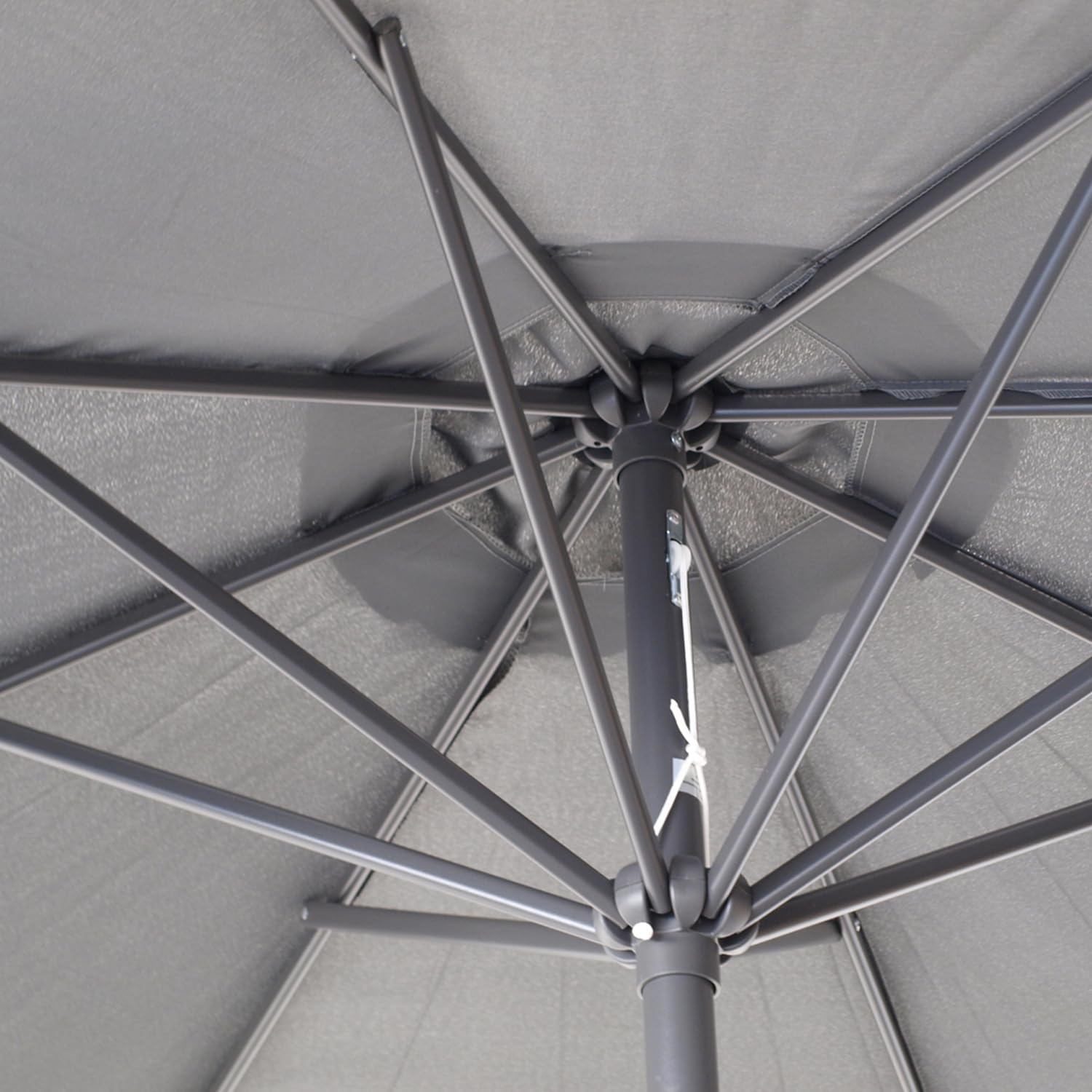DEGAMO Marktschirm 300cm mit Kurbel grau, knickbar, Material Bezug 100% Polyester, Metall, Gewicht 6kg