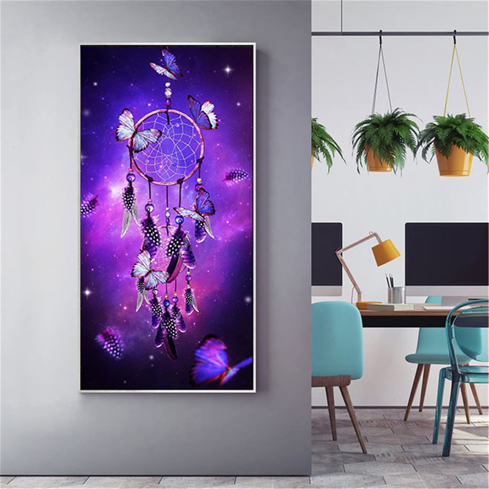 Diamond Painting Kit Schmetterlingsfeder DIY 5D Diamant Malerei Set Vollbohrer Nach zahlen Kreuzstich Stickerei Crystal Strass Mosaik Gemälde Kunst Handwerk für Mauer Dekor Round Drill 70x90cm