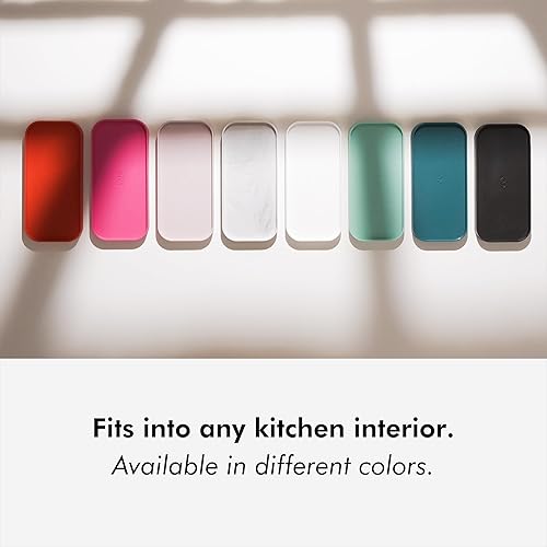 Miniatura 6 de KIVY Mantequillera de vidrio con tapa para encimera y estante de puerta de refrigerador. Mantequillera negra apta para lavavajillas con tapa negra -