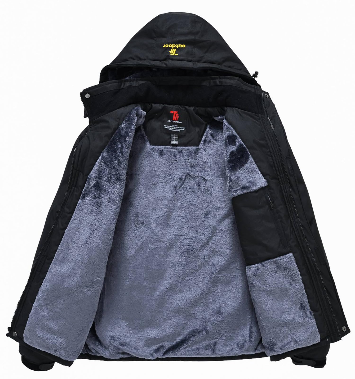 Rdruko Giacca da sci da uomo, calda, foderata, ispessita, impermeabile, da snowboard, traspirante, con cappuccio rimovibile