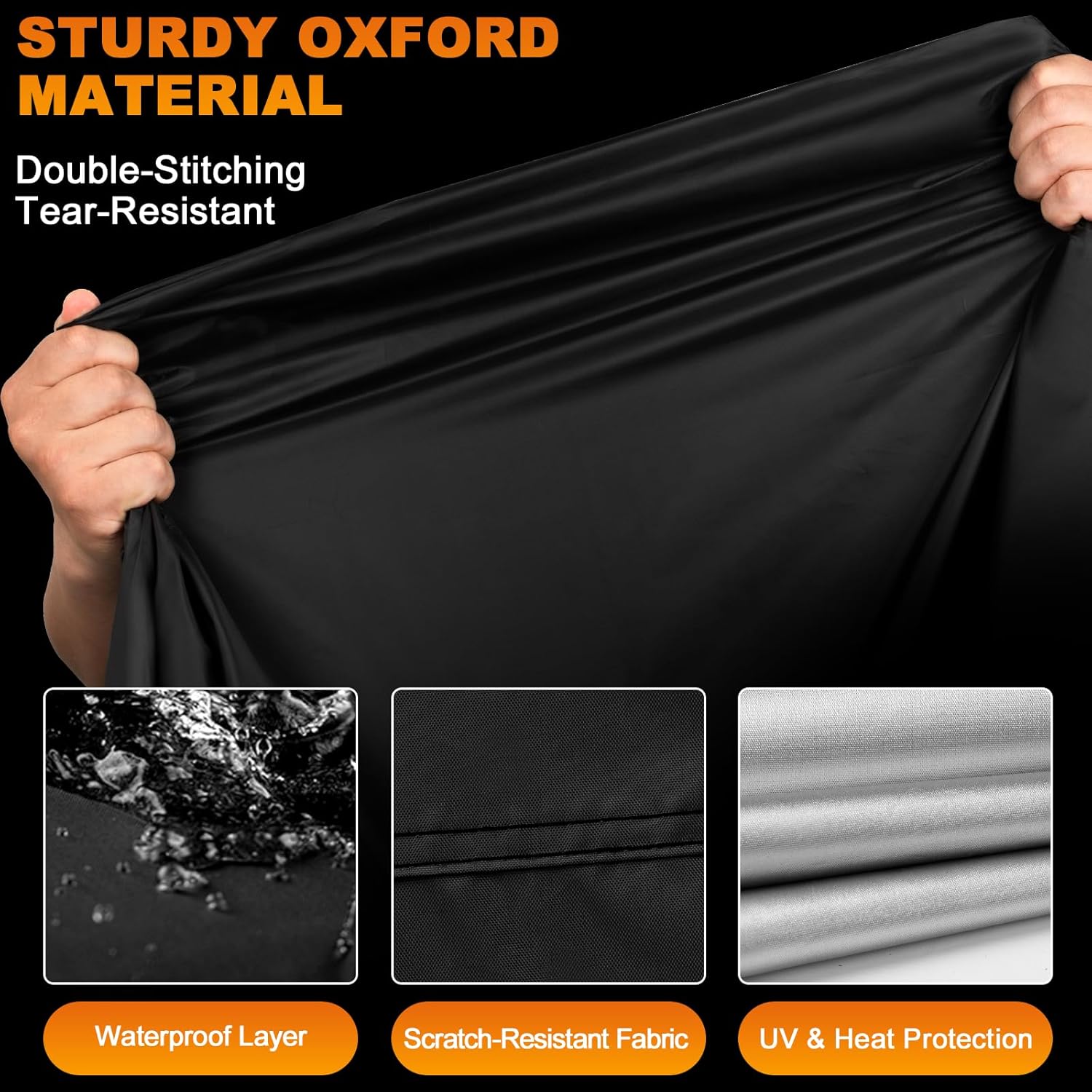 Favoto Motorcycle Cover Waterproof Outdoor - All Season Sun Protection with Lock-Holes Rain Snow Windproof Dustproof Universal Fit Motorbikes Vehicle Moped Cover, 96.5" x 41" x 50" - Image 3