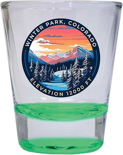 Miniatura 4 de R and R Imports Winter Park Colorado Design A Souvenir - Vaso de chupito redondo de 1.5 onzas, color azul, paquete de 2