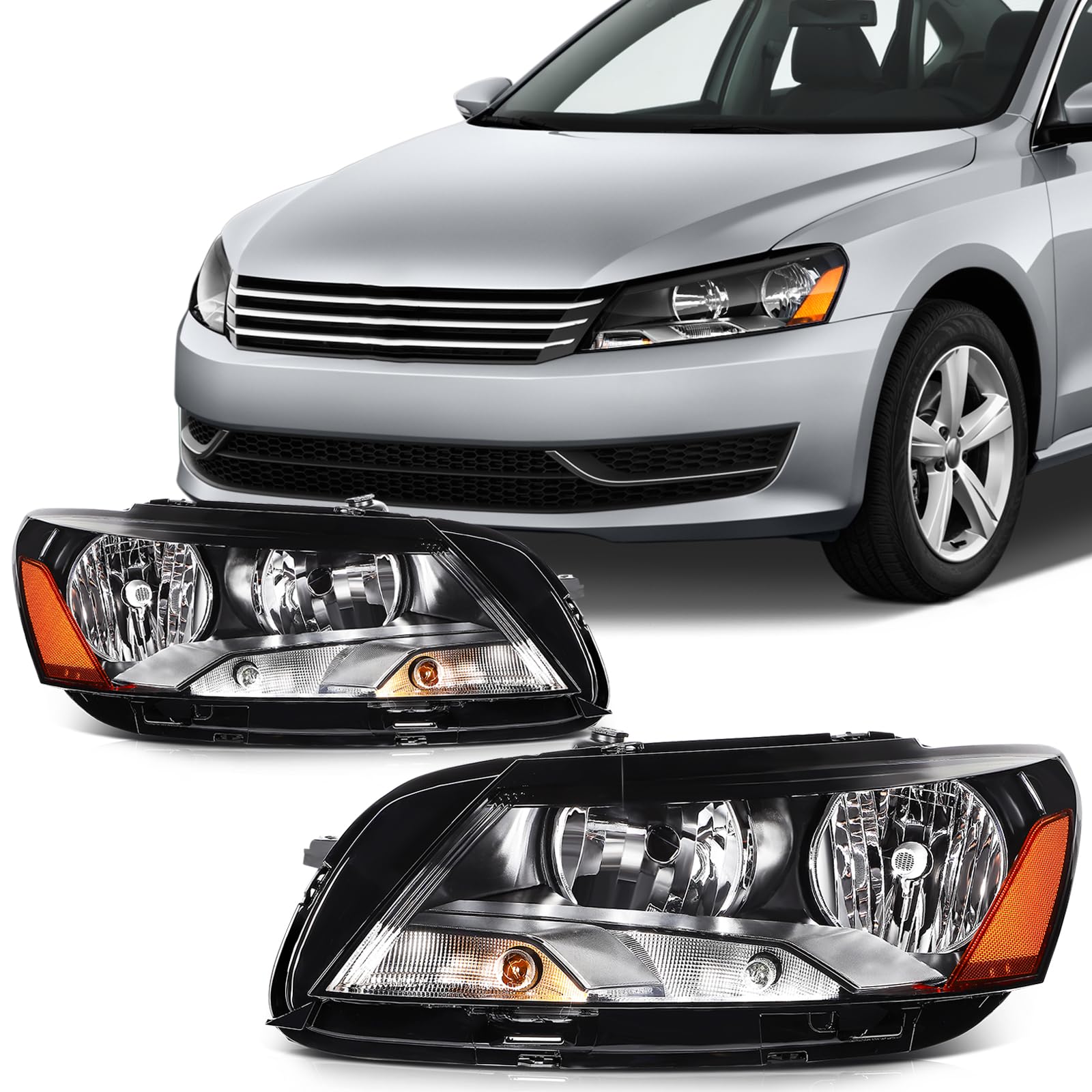 SCITOO Headlight Assembly Fit 2014-2021 For Toyota 4Runner Black Housing Amber Reflector Pair Headlights 81170-35571 — view 76