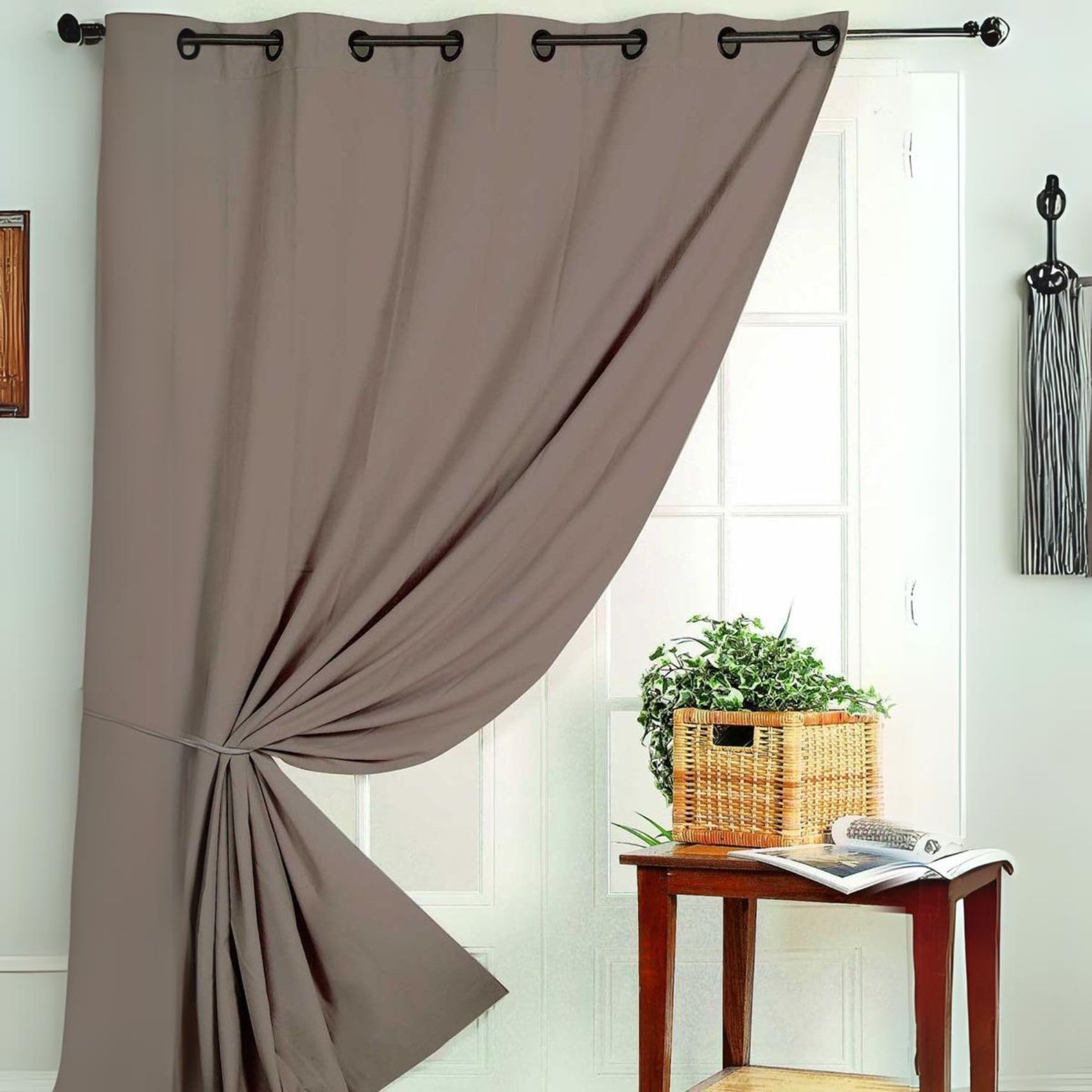 HOME MAISON - Rideau occultant Non feu m1 Polyester Taupe 140x260 cm