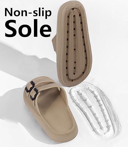Miniatura 6 de Weweya - Sandalias para mujer y hombre, pantuflas acolchadas, sandalias ajustables con doble hebilla, sandalias planas de EVA