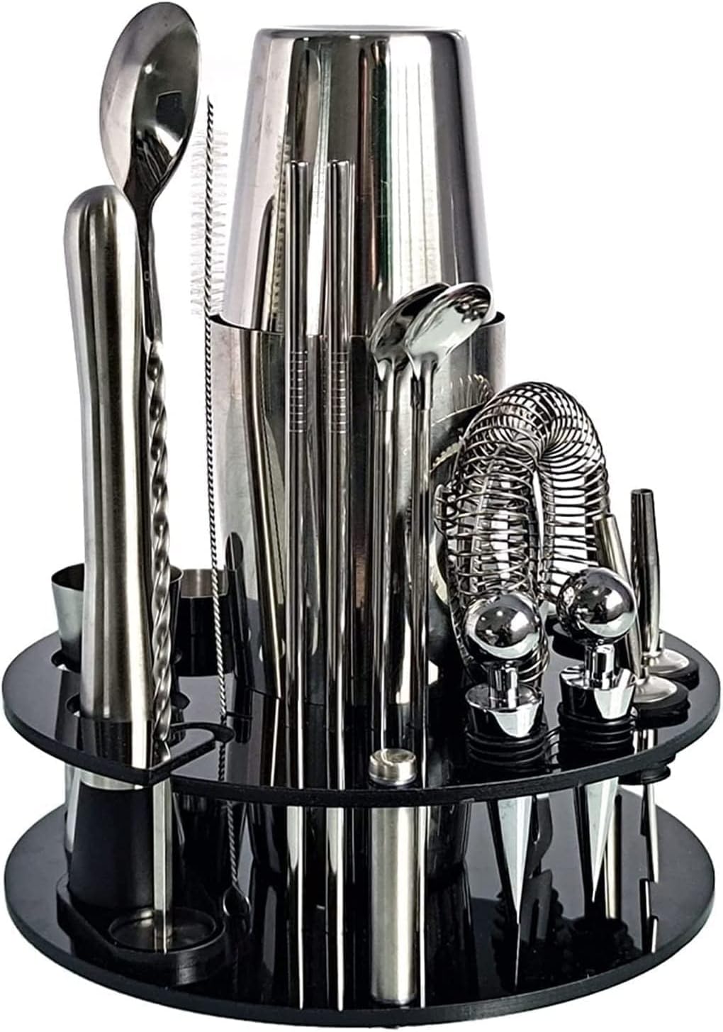 20-Piece Bartender Kit,Cocktail Shaker Set with Rotating Acrylic Stand & Cocktail Recipes, Bar Tools Set for Home Bartending