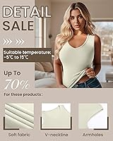 Vista 4 de Paquete de 4 camisetas térmicas sin mangas para mujer, con cuello en V, forro polar, sin mangas, cálido, chaleco de capa base