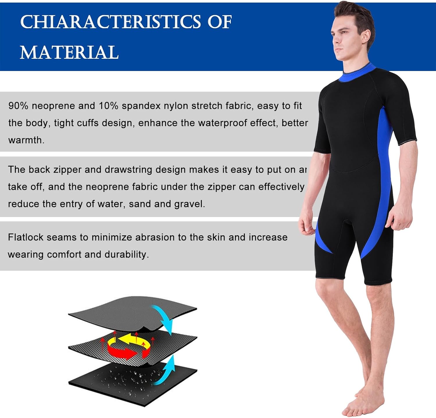DEHAI Wetsuit Men Women Neoprene Diving Wet Suits, 2mm & 3mm Shorty/Long Sleeve Youth/Adult Full Body Thermal Swimsuit in Cold Water Keep Warm for Swimming Scuba Surfing