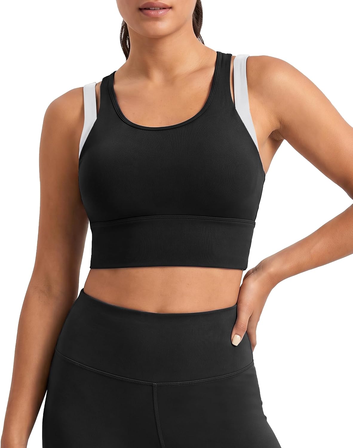 UBCUTE Crop Tank Tops for Full Bust Women,Wireless Push-Up Sports Bra, Full-Coverage Workout Top for Yoga, Gym & Running