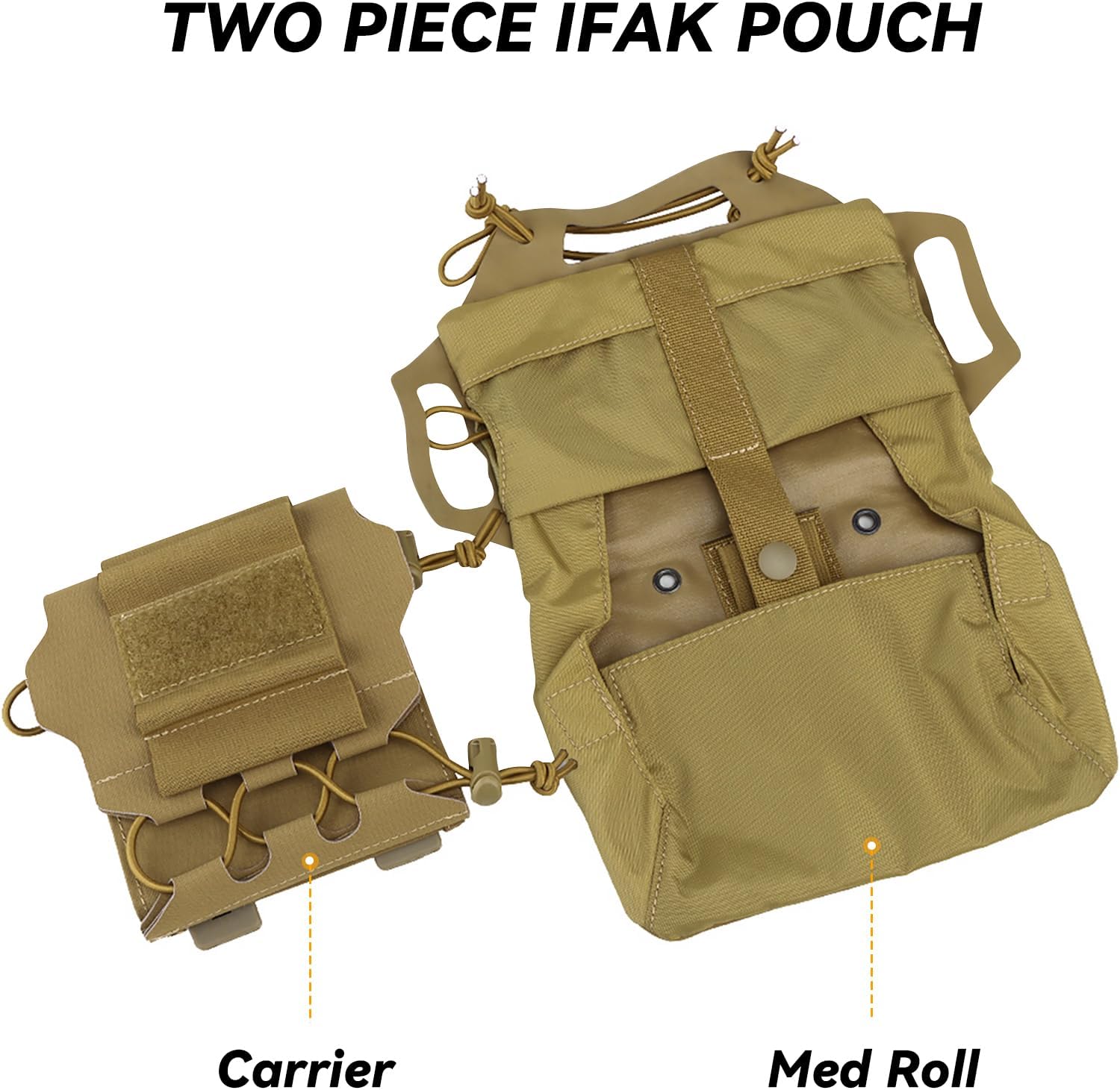 Qavctw Tactical MOLLE First Aid Pouch - 2-Piece System Med Roll Survival Medical Pouch with Handle, Rapid Access EMT Belt Pouch, EDC First Aid Kit for Military,Outdoor Emergence - Image 2