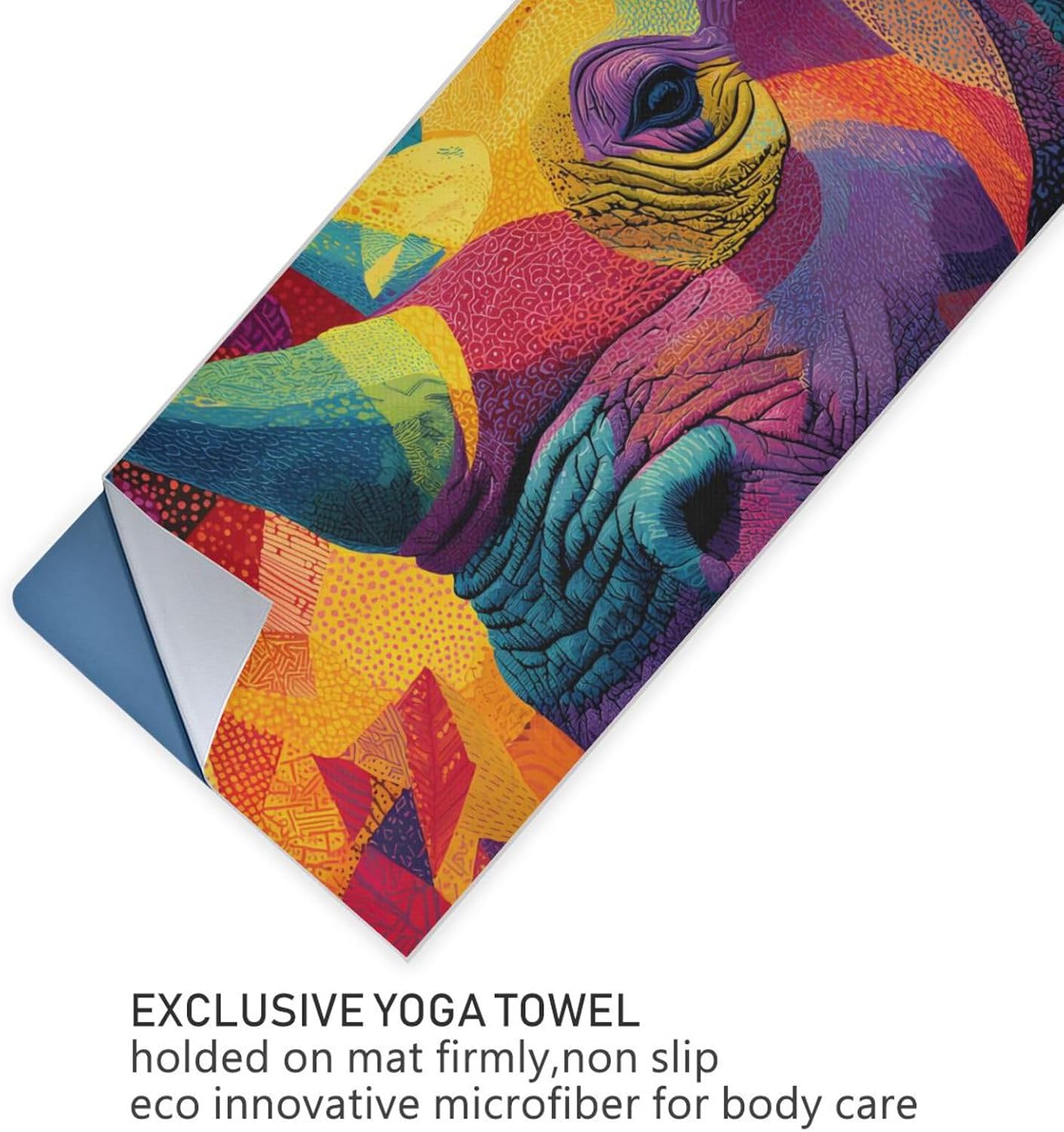 Rhino Abstruct Hot Yoga Towel – Stylish, Non-Slip, Grip Dots, Super Absorbent, 27" x 73" - Yoga Mat Towels for Exercise, Fitness