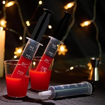 60 PACK 2 oz Party Black Jelly Syringes Shot, Big Durable Jelly Party Syringes Shot for Halloween, Thanksgiving Day, Christmas Bachelorette