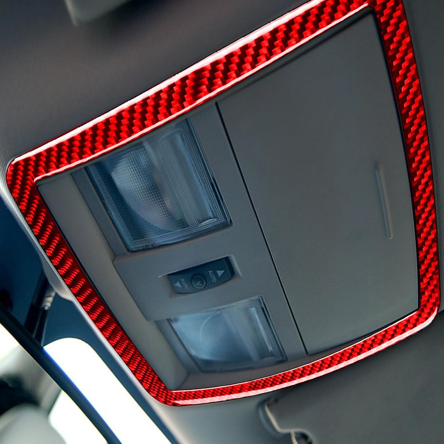 Generic Real Premium Carbon Fiber Decals Compatible with Chrysler 300 300C 2005 2006 2007 Car Dome Roof Control Panel Frame Sticker Auto Interior Accessories Decoration Red, CR3C0507