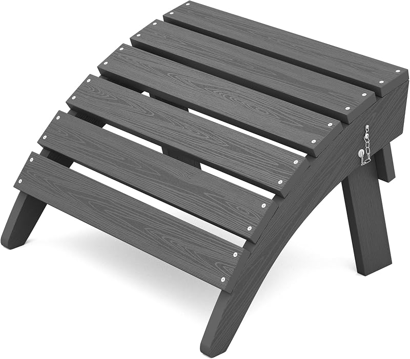 Folding Adirondack Ottoman for Adirondack Chair, Grey