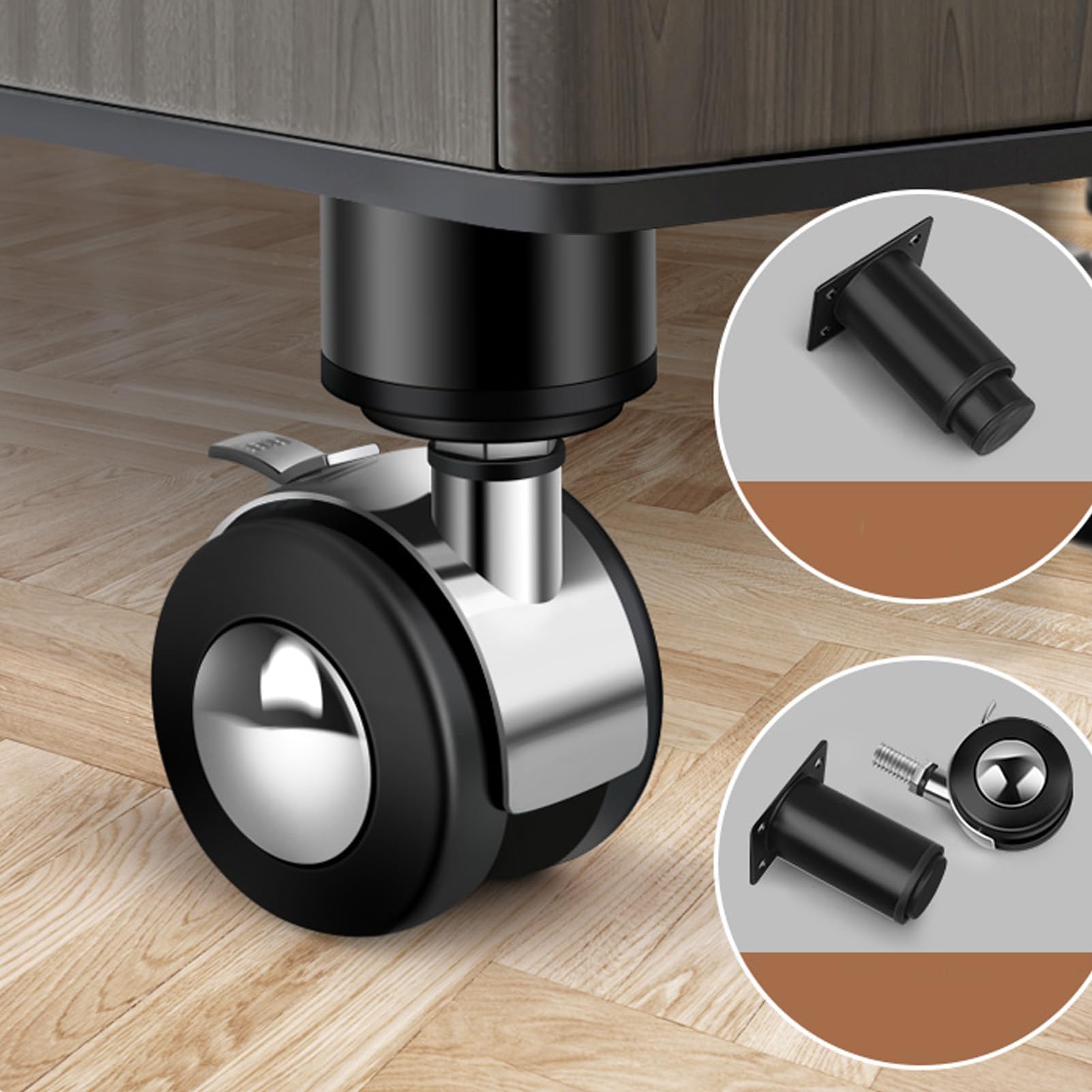 4 Stück verstellbare Schrankfüße, Möbelrollen, Universalrollen, Metall-Schrankbeine, Ersatz-Tischbeine, perfekt für Schränke, TV-Schränke, Nachttische (25-42 cm)