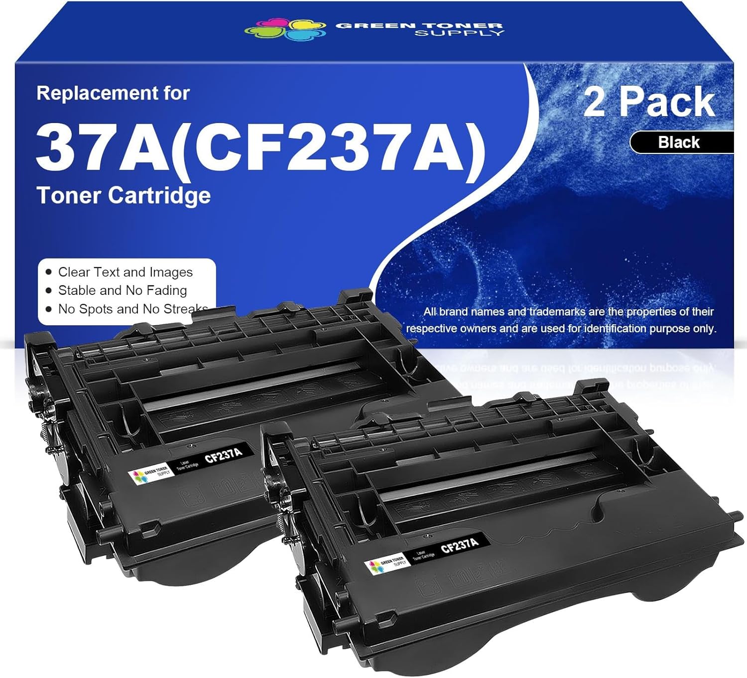 37A Toner Replacement for HP 37A CF237A Black Toner Cartridge Work for LaserJet Enterprise M607, M608, M609 MFP M631, M632, M633 Series Printer, 11000 Pages Per Black, 2 Pack