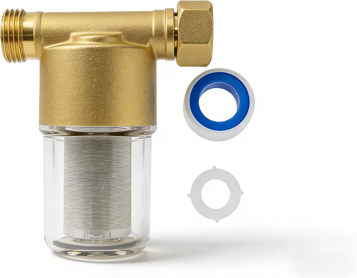 40 Micron Brass Sediment Filter, Reusable Washer Water Filters, Traps Sand, Rust,Suitable for Garden, Washer, Motorhome Water heaters and Showers