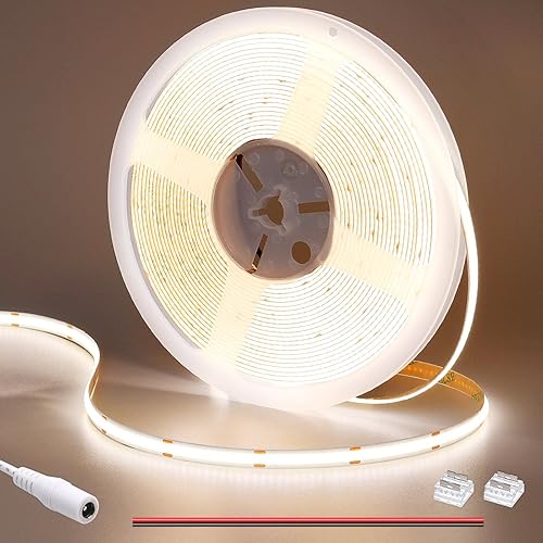 Miniatura 8 de GOMING Tira de luz LED COB DC de 24 V, blanco cálido, 3000 K, 32.8 pies, 3120 LED, CRI 93+ 6300 lm, brillo uniforme, sin puntos, flexible, no