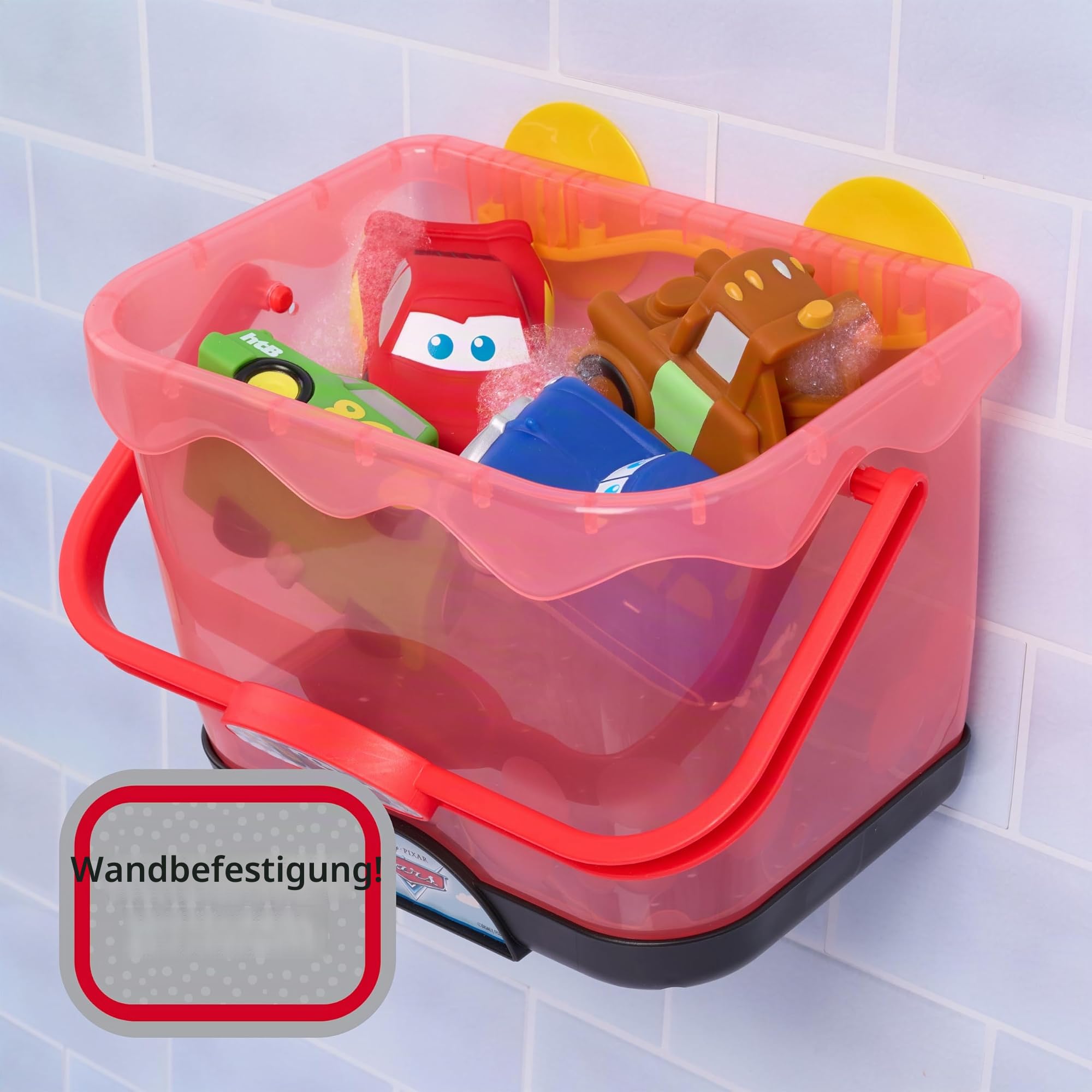 Disney und Pixar Cars Bade-Caddy mit 5 Badefiguren – Lightning McQueen, Mater, Doc Hudson, Sally & Chick Hicks – Saugnapf-für Kleinkinder & Kinder ab 3 Jahrener & Vorschule