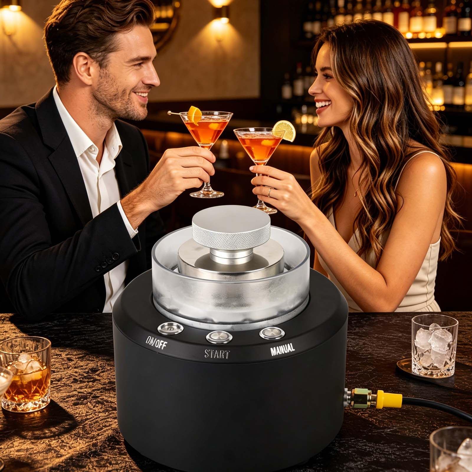 lealovengzh Professional 2-in-1 Dry Ice Maker & Glass Chiller Machine, Instant -40°F Rapid Cooling System, Creates Dry Ice Blocks in 15 Seconds & Fog Effects,for Bars, Restaurants, Hotels