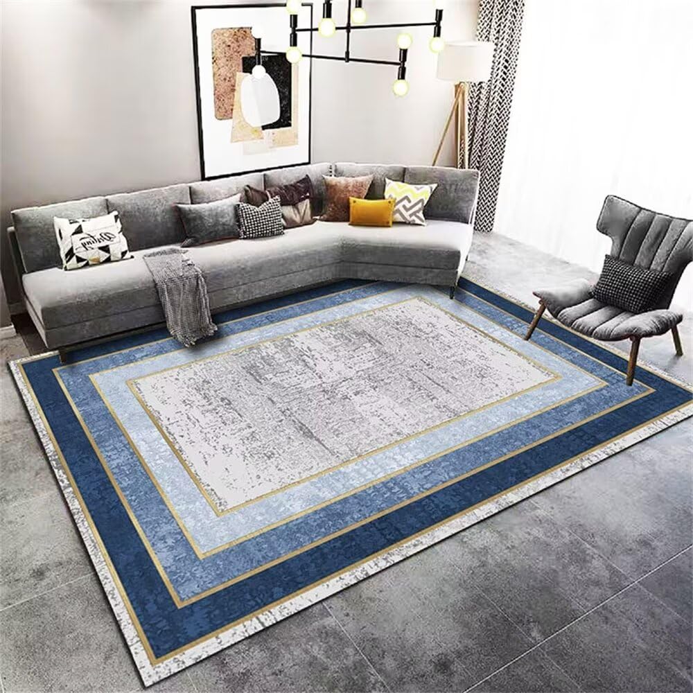 Tapis antisalissure bleu 50x150 cm lavable et moderne pour chambre