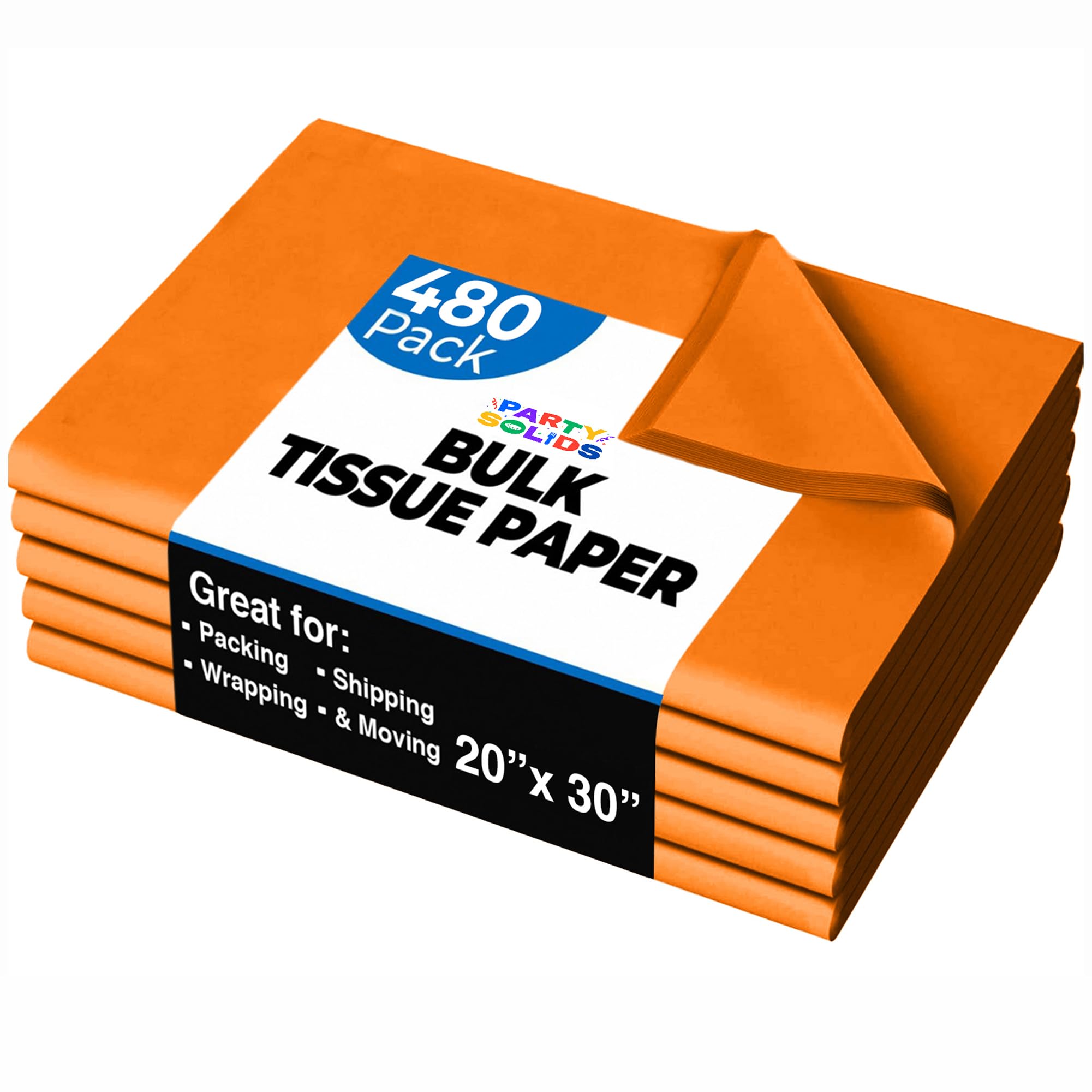 Party Solids Orange Tissue Paper for Gift Bags 20" X 30" 480 Sheets