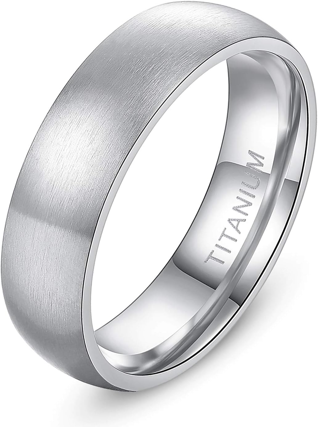 4mm 6mm 8mm Titanium Ring Brushed Dome Silver Wedding Band Comfort Fit Size 4-14.5