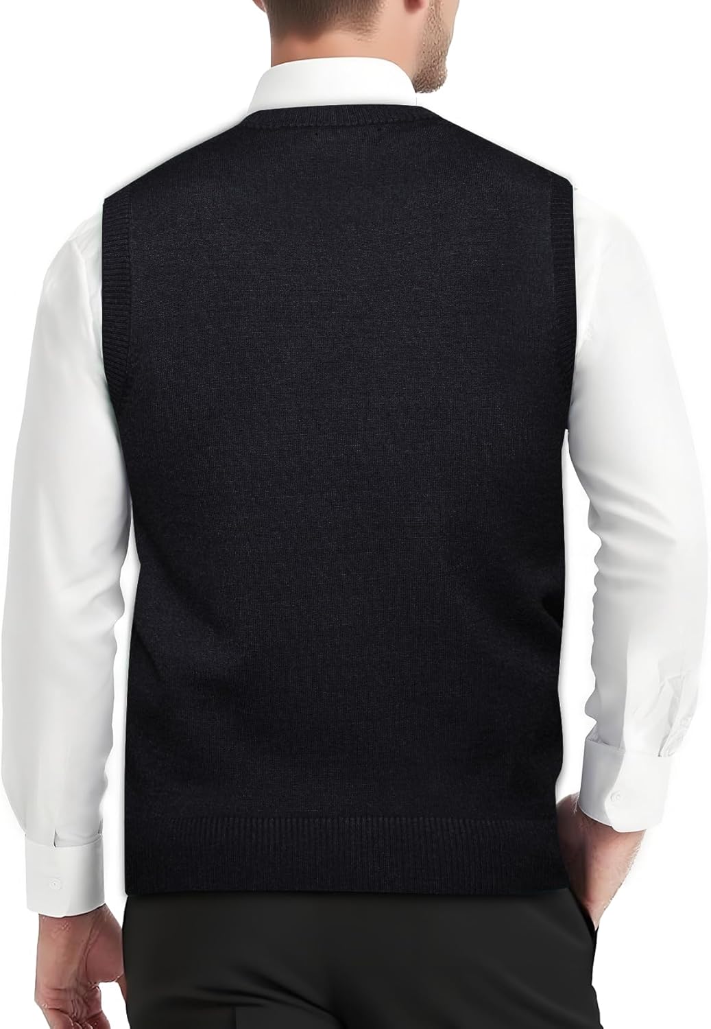 Barry.Wang Mens Sweater Vest V Neck Sleeveless Knitted Pullover Solid Color Slim Fit Sweaters Tops Casual Daily - Image 4