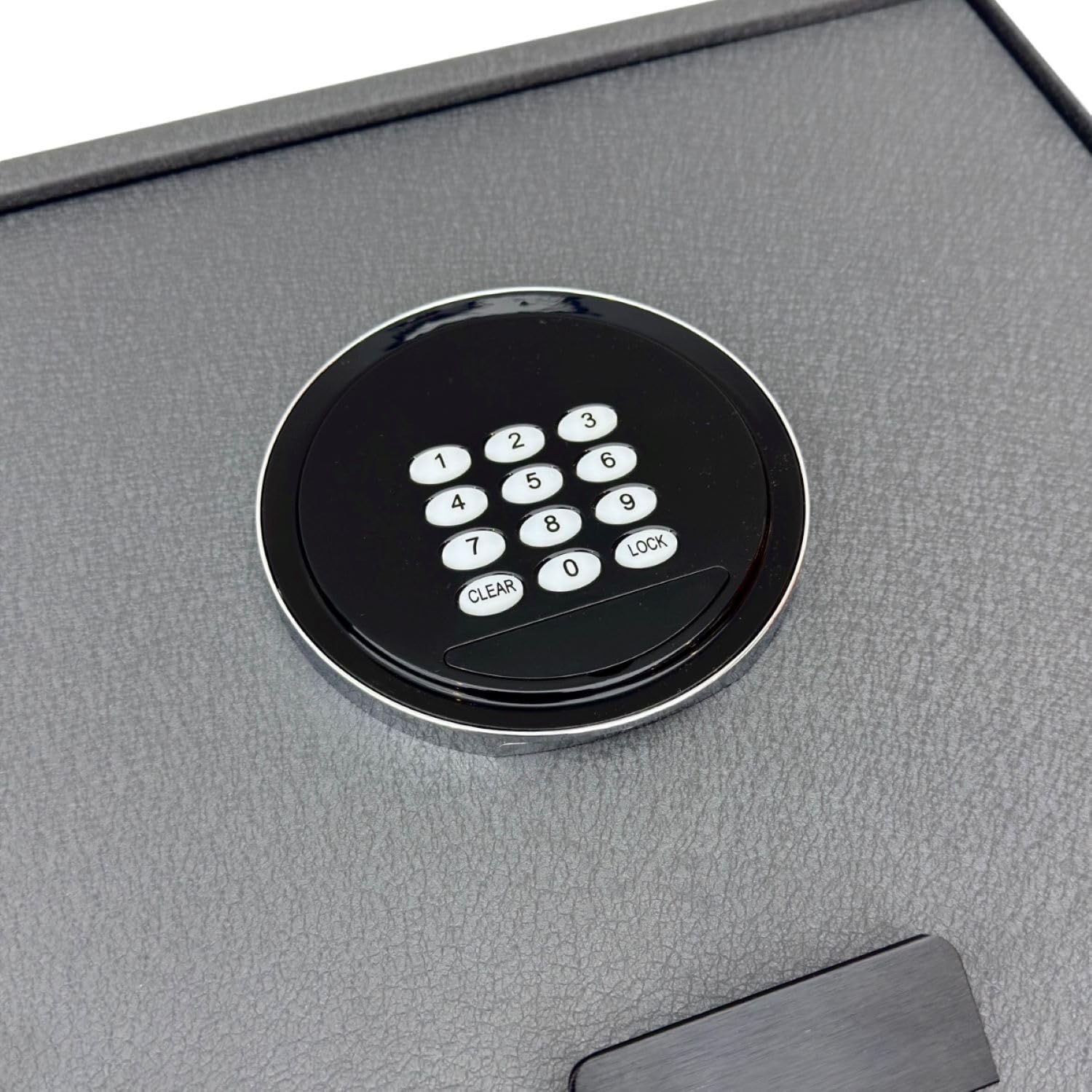 Cassaforte digitale per hotel con serratura elettronica della tastiera, grigio, design aperto, accesso chiave di backup, display a LED incorporato
