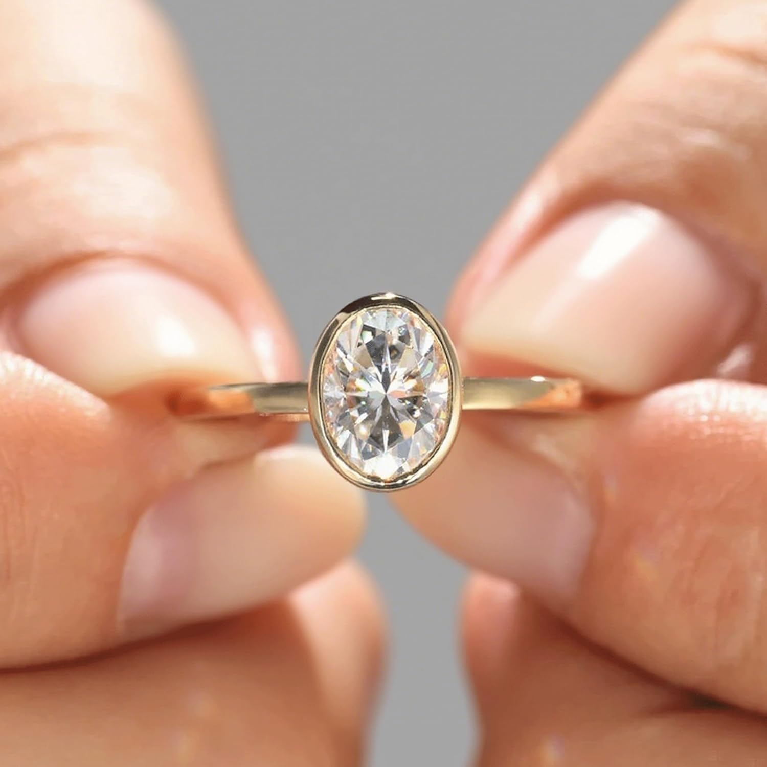 Oval Shape Engagement Rings for Women 1CT/2CT/3CT Cubic Zirconia Solitaire 14k Gold Plated 925 Sterling Silver Promise Ring for Her Anniversary Wedding Band - Image 3