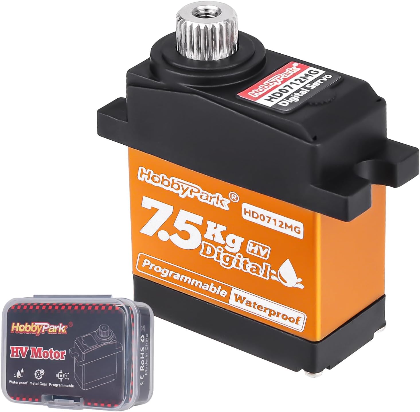 HobbyPark Waterproof 7.5kg High Torque RC Micro Servo Metal Gear Digital Arduino Servo for 1/18 TRX4M TRX4MT Redcat Ascent-18 Losi Mini LMT 1/10 TRX4 SCX10 RC Crawler RC Car Plane Boat Robot