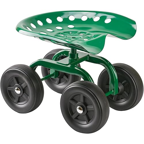 Garden cart on Wheels,Rolling Garden with 360 Degree Swivel seat for Women Men,Gardening stools for Seniors,Scooter for Patio, Yard, and Outdoors (Green)