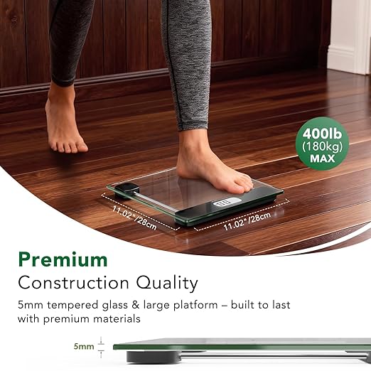 Báscula de baño digital ZOETOUCH 400 lb LCD vidrio templado miniatura 4