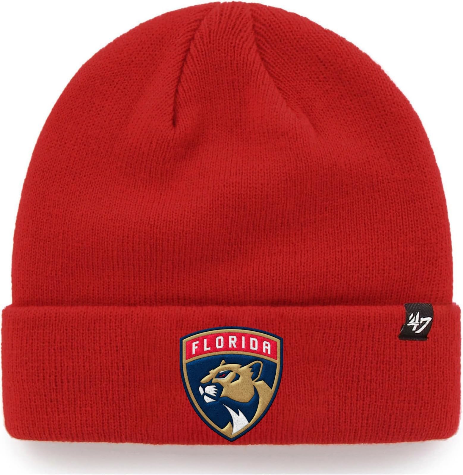 47 NHL Unisex-Adult Primary Logo Cuffed Knit Beanie Hat Cold Weather Hat, One Size (US, Alpha, One Size, Florida Panthers Red)