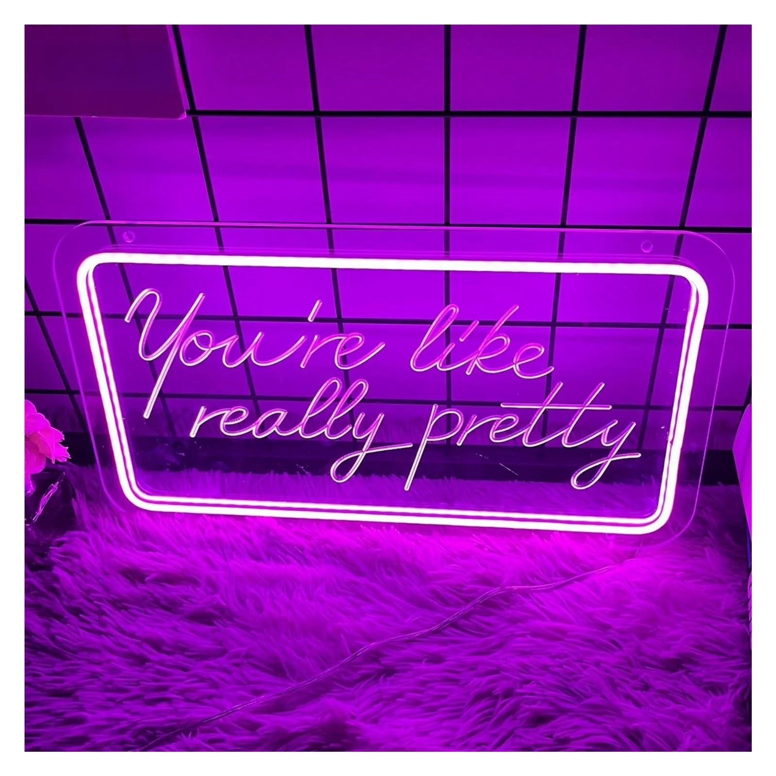 SHOUXI Sign Lamp You're Like Really Pretty Carved Neon Sign Light for Wall Bedroom Bar Bachelorette Party Room Decor USB Powered 40cmx21.5cm(B)