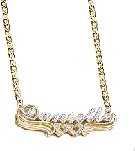 MeMeDIY Double Plated Name Necklace Personalized Name Plate Pendant Two Tone Gold and Silver Necklace for Women Heart Made Letter Plate Pendant Dainty Jewelry Gift 14"-22"